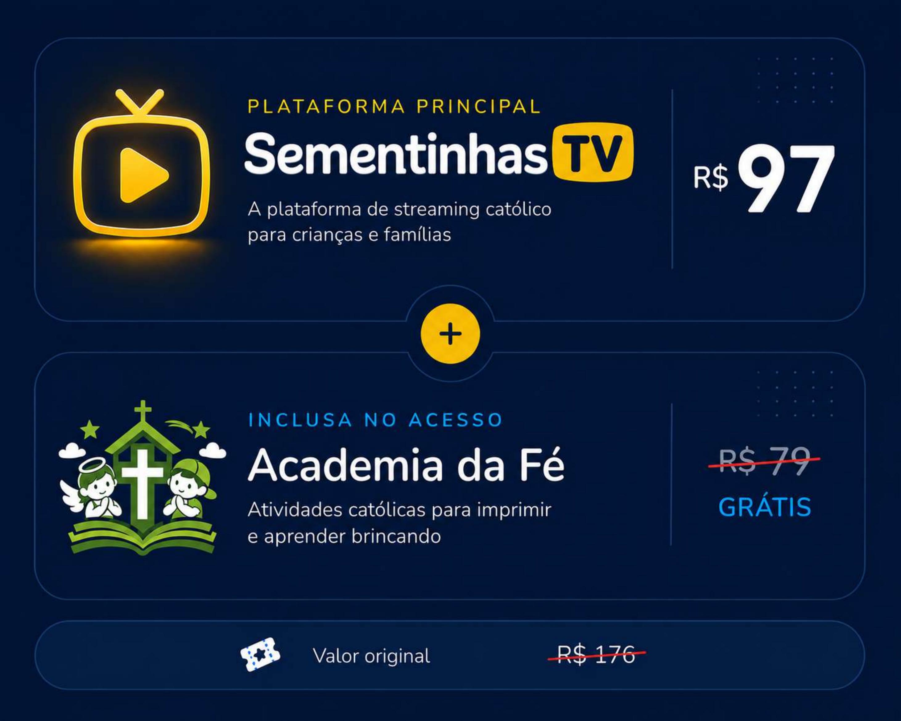 Sementinhas TV R$97 por ano + Academia da Fé grátis inclusa